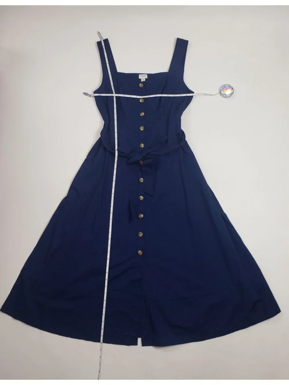 J.Crew Factory Button-Front Belted Midi Dress Antique Navy Women’s Size 10 - Picture 6 of 16